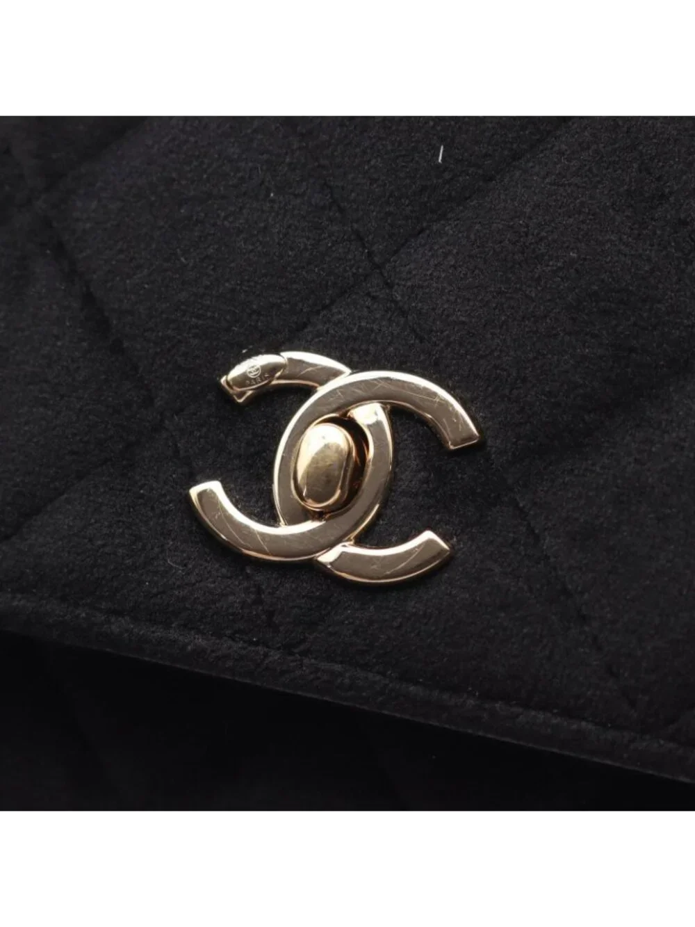 Chanel Shoulder Bag Quilted Rhinestone Black Fabric Chain Wallet